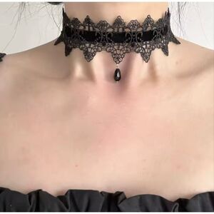 New Sexy Lace Flower Necklace for Women Gothic Punk Velvet Collar Choker Black W